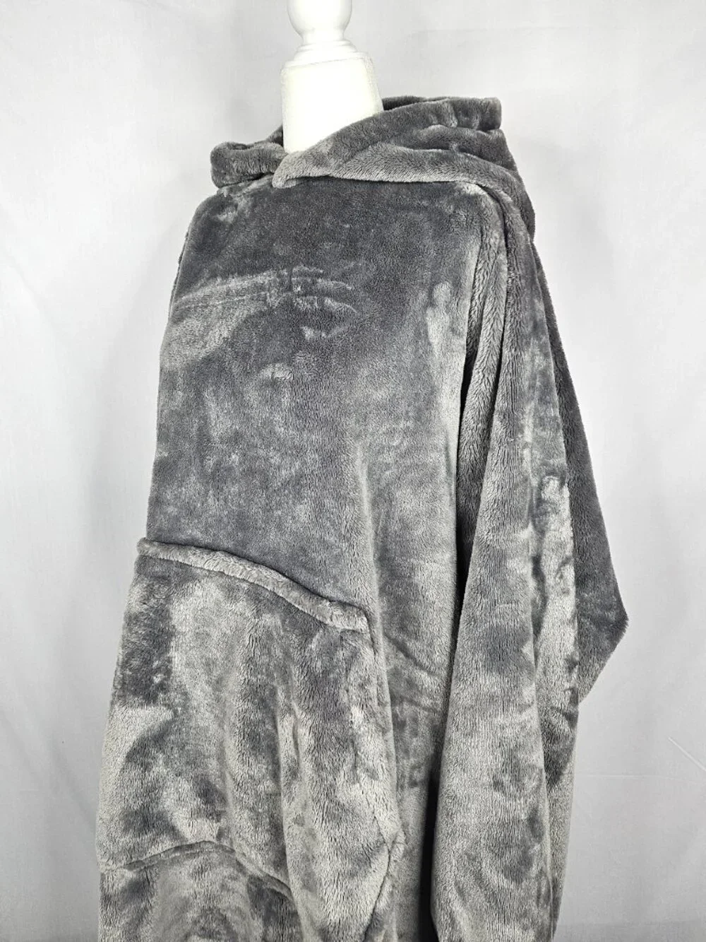 Oversized Hooded Wearable Blanket | Plush Gray Blanket Hoodie | One Size